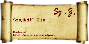 Szajkó Zia névjegykártya